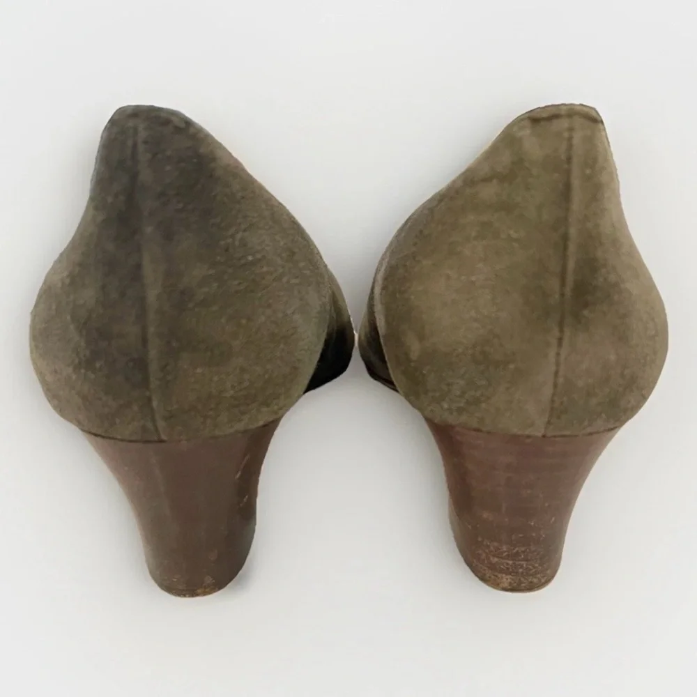 Ann Taylor - Green Suede Pointed Toe Low Heel Pumps Dress Shoes - Womens 8.5 M